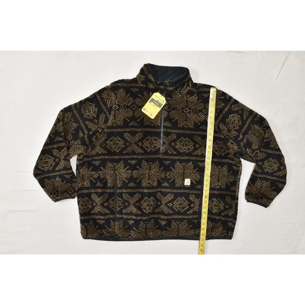 Carhartt Women Sherpa Fleece Pullover Loose Brown Snowflake Size 2X OJ6470W NEW